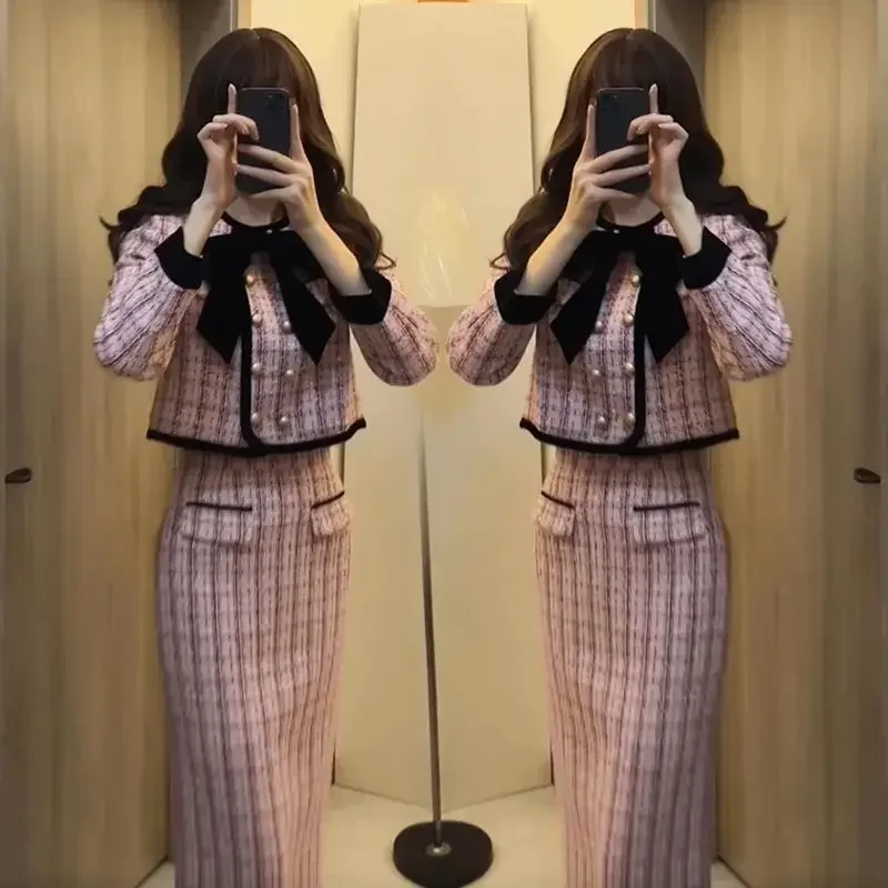 

UNXX Elegant Lady Suit Dress Set for Women Autumn Spring New French Style Skirt Two-Piece Autumn Date Outfit Female 2 Piece Set