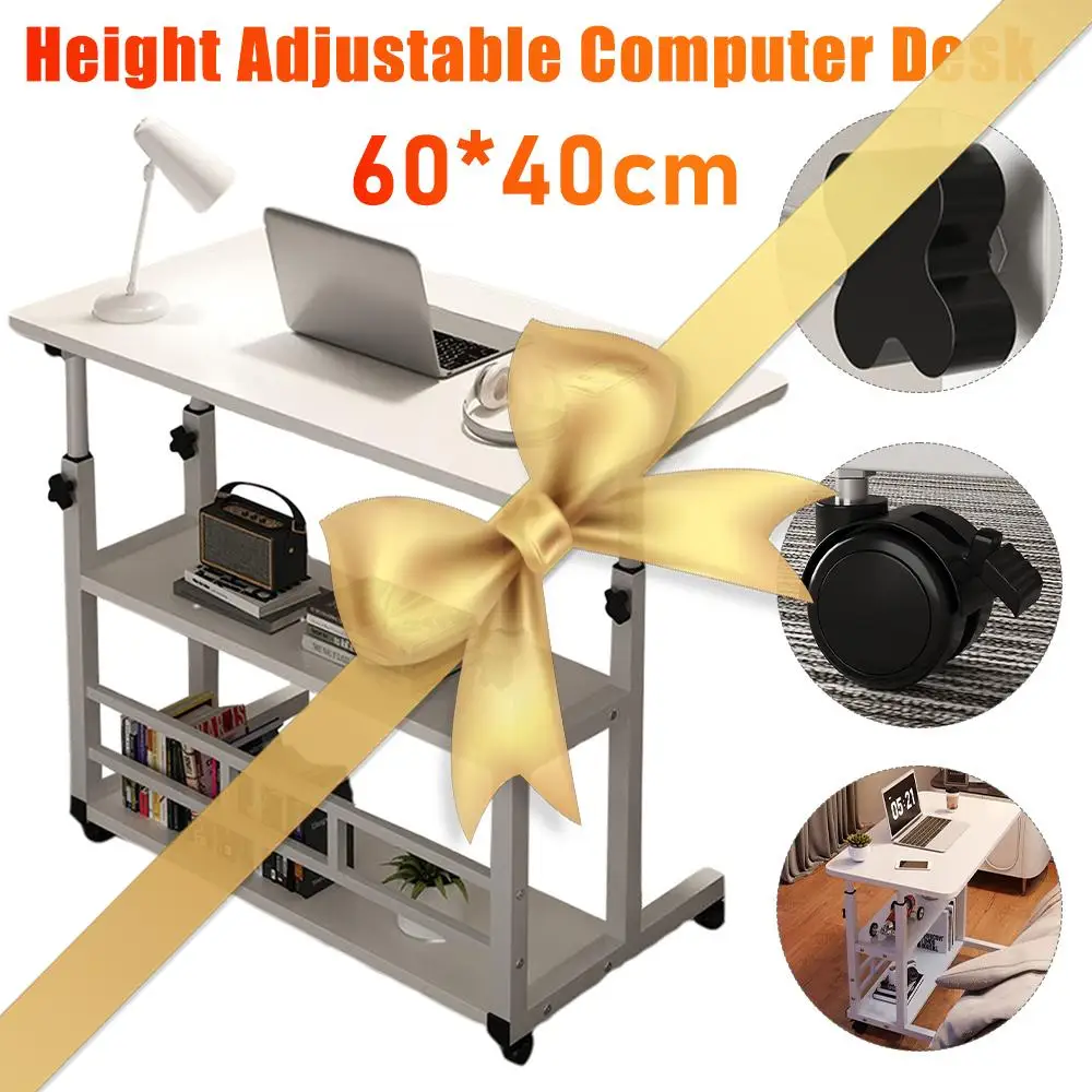 Yüksekliği Ayarlanabilir Bilgisayar Masası Çok Katmanlı Depolama Ayarlanabilir Başucu Dizüstü Bilgisayar Masası Tekerlekli Mobil Çalışma Masası
