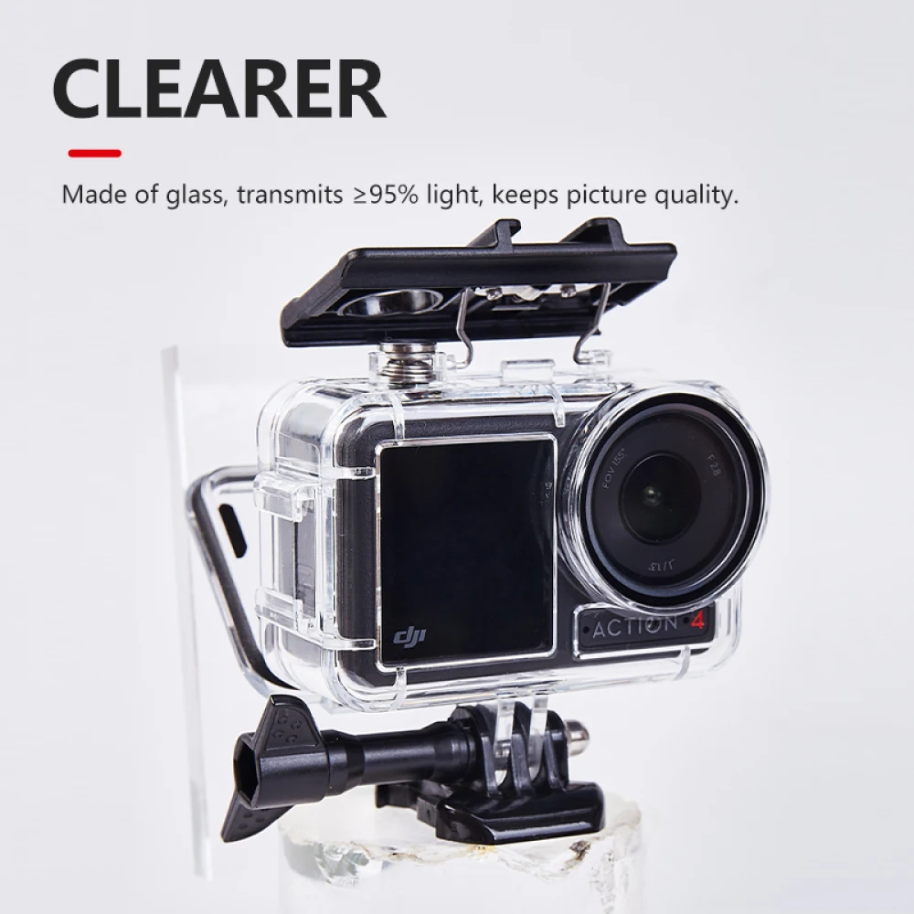 Waterproof PC Sports Camera Cover 60M Camera Protective Shell Transparent Tempered Glass For DJI Osmo Action 5 Pro/4/3 3