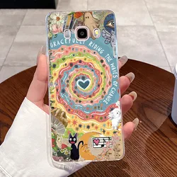 Aesthetic Cute Cat Transparent Phone Case Cover - Galaxy J7 (2016) (TPU - TPU426)