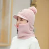 Letters C Knitted Beanie Scarf Set For Woman Girl Curved Brim Autumn Winter Hat Zipper Pompoms Cycling Ski Hunting Hat 6