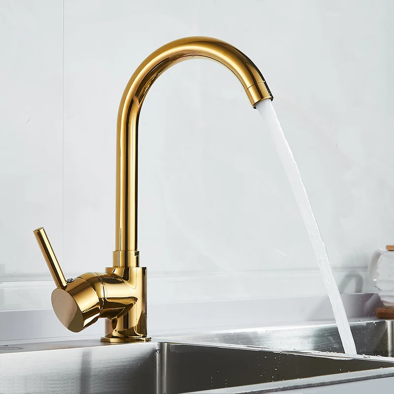 

Luxury Gold Kitchen Faucet Gold Brass for Cold and Hot Mixer Tap Sink Faucet Vegetable Washing Basin Brushed Brass