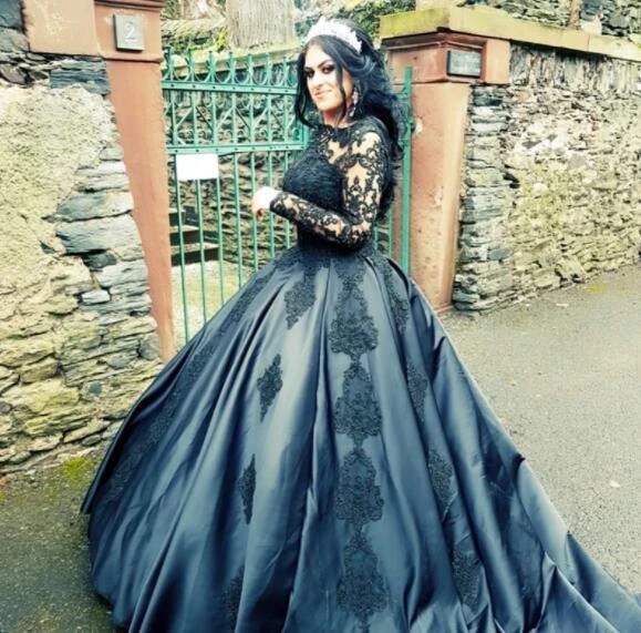 ANGELSBRIDEP Black Gothic Quinceanera Dresses For 15 Year Old Long Sleeve Sexy Illusion Corset Formal Lady Prom Party Ball Gowns
