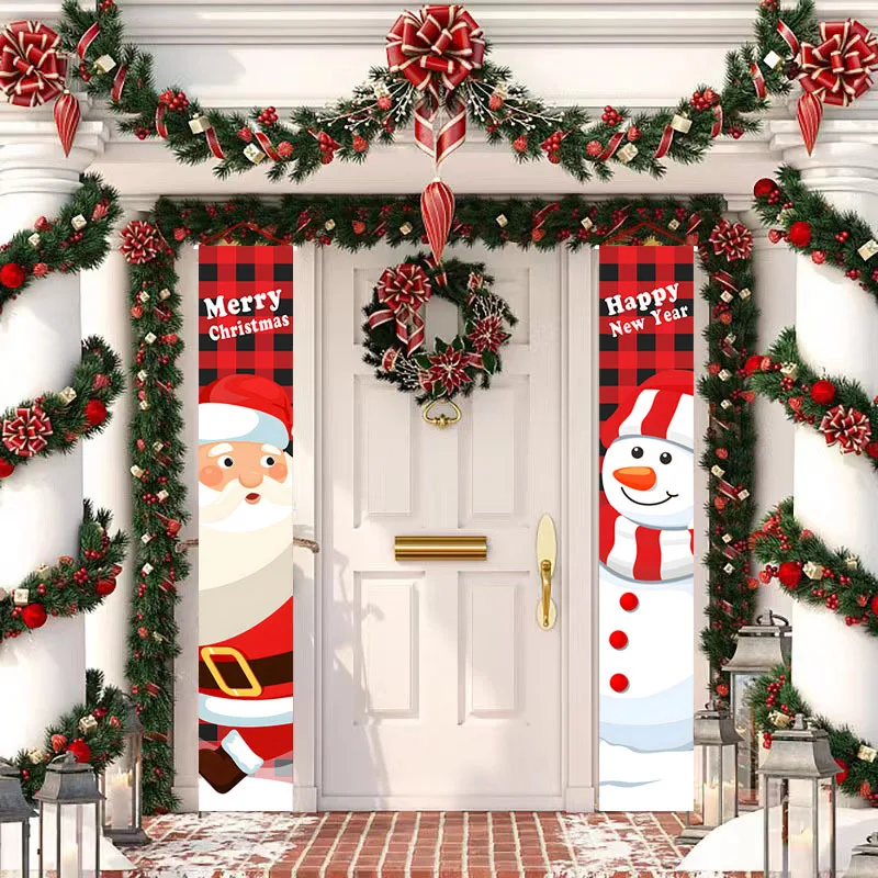 

Christmas Door Banner, Christmas Porch Sign Merry Xmas Hanging Decoration for Home Yard Front Door Navidad Gifts, New Year 2024