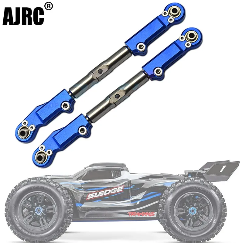 

For 1/8 Trax 4wd Sledge Monster Truck-95076-4 Aluminum Alloy Adjustable Stainless Steel Front Upper A-arm Pull Rod