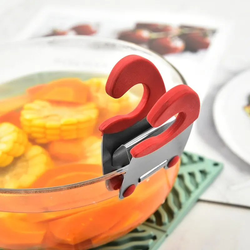 Pot Clip Stainless Steel Pot Holder Spoon Rest Silicone Anti Scald Grip Easy Fixed Clamp Kitchen Accessories Tools kitchen utensil holder kitchen accessories kitchen tool kitchen holder clip silicone kitchen holder kitchen anti scald holder