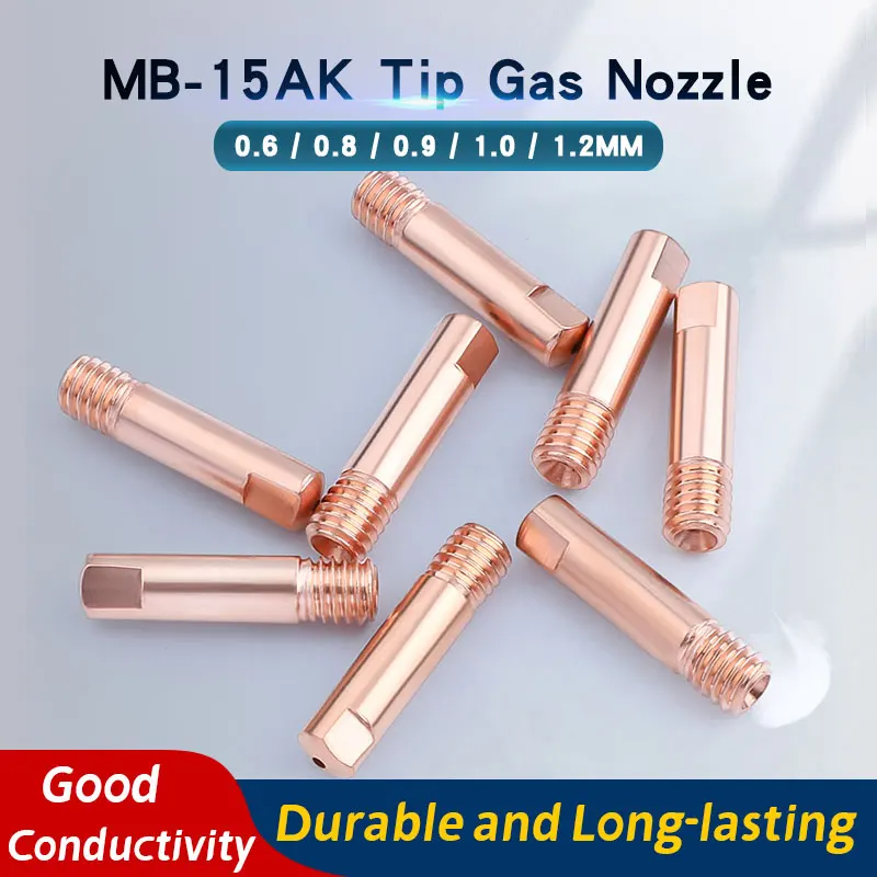 Tip Gas Nozzle M6*25mm ECu CuCrZr Welding Torch Contact Tip Gas Nozzle 0.6/0.8/0.9/1.0/1.2mm For 14AK MIG/MAG 5Pcs