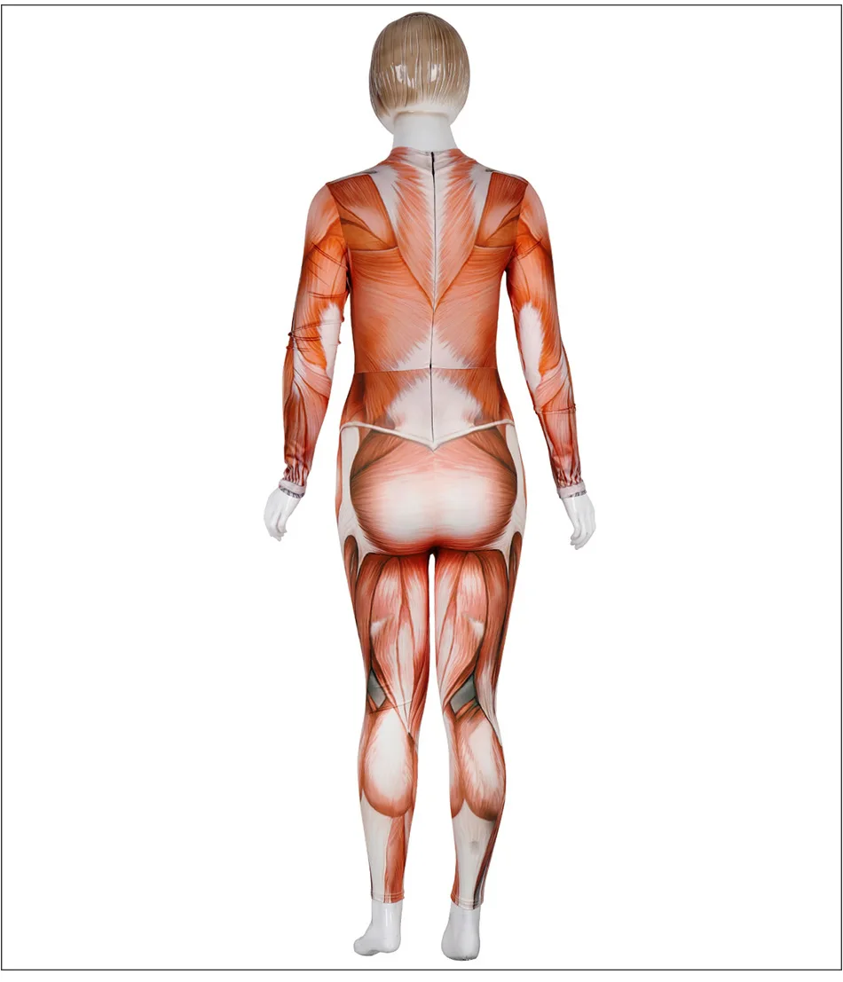 Halloween Carnival Party Scary Blood Vessel Skeleton Jumpsuit For Adult Women Horror realistic human Body Structure Catsuit