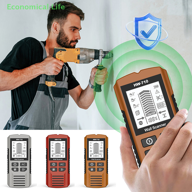 6 In 1 Wall Metal Detector Depth Wall Stud Finder Metal Wood Studs AC Voltage Live Wire Detect Wall Scanner Electric Box Finder