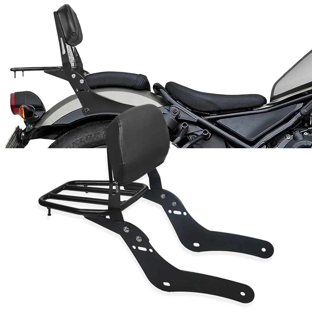 

Backrest Sissy Bar With Luggage Rack Detachable Rear Passenger Backrest Pad Compatible For 300 500 CMX500 CMX300 2017- 2023