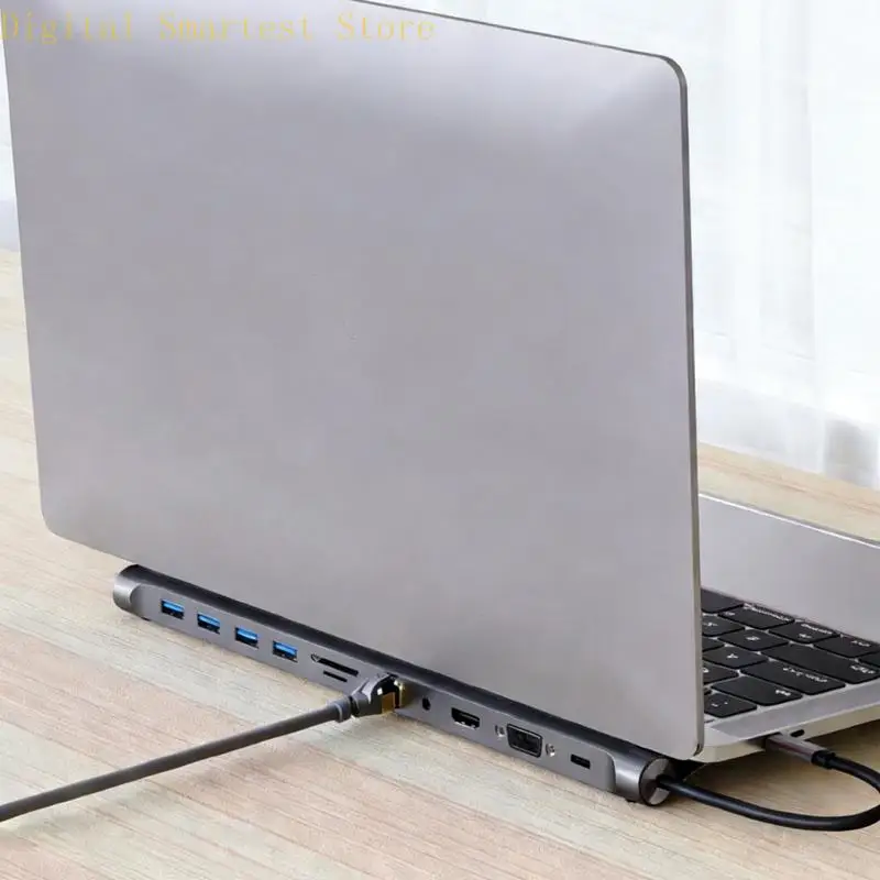 85AA 12 in 1 USB C 확장 베이스 도킹 스테이션 노트북 스탠드 USB3.0 USB2.0