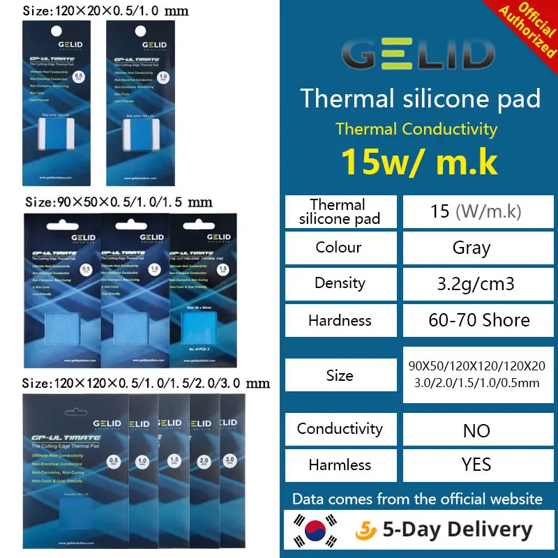 Soluções Gelid-silicone Graxa Térmica Pad Dissipação de Calor Motherboard Cpu Gpu Gráficos 15w mk Gp-ultimate