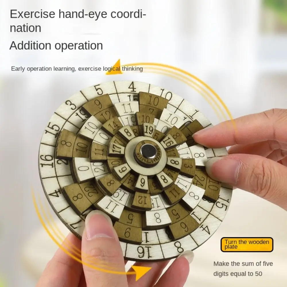 IQ Test Wooden Digital Puzzle Turntable Loop Puzzles Huarong Road ...