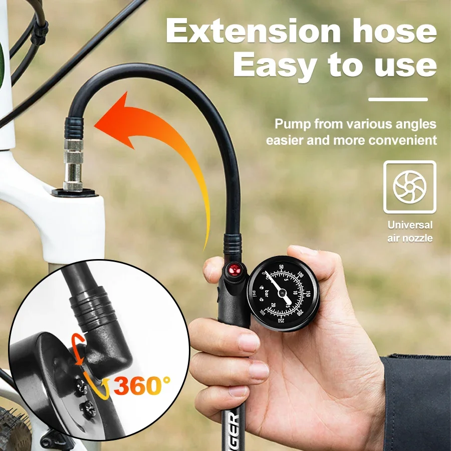 300PSI Bike Shock Pump with Gauge 4