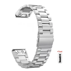 Premium Stainless Steel Watch Band - Elegant Metal Strap Wristband Bracelet Accessories - 26mm (Silver - tool)
