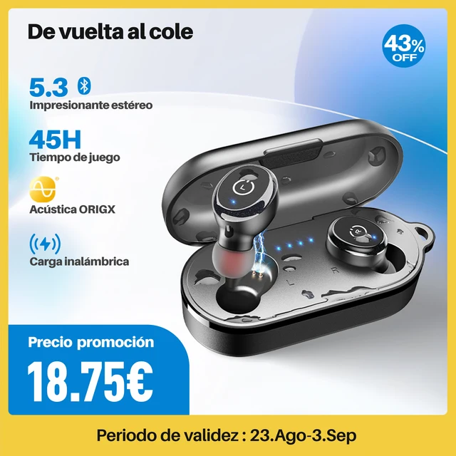 Auriculares deportivos inalámbricos con Bluetooth 5.3, 45H de