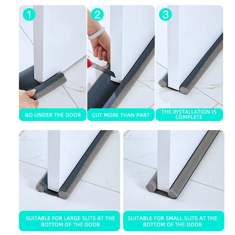 Waterproof Seal Strip Door Bottom Guard Double Silicone Rubber 95cm