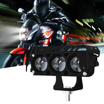 Luci da lavoro per auto moto LED bicolore Mini lente faro luce di guida fendinebbia fari moto SUV UTV Spotlight