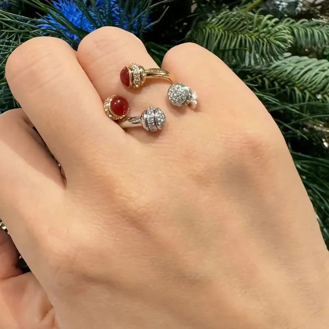 Elegant 18K Rose Gold Women's Diamond Open Ring