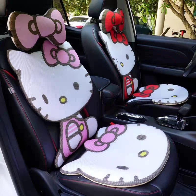 

Sanrio Hello Kitty Car Seat Cover Cushion Protector Summer Anime Pad Accessories Cartoon Cute Seat Protect Cushion Gifts