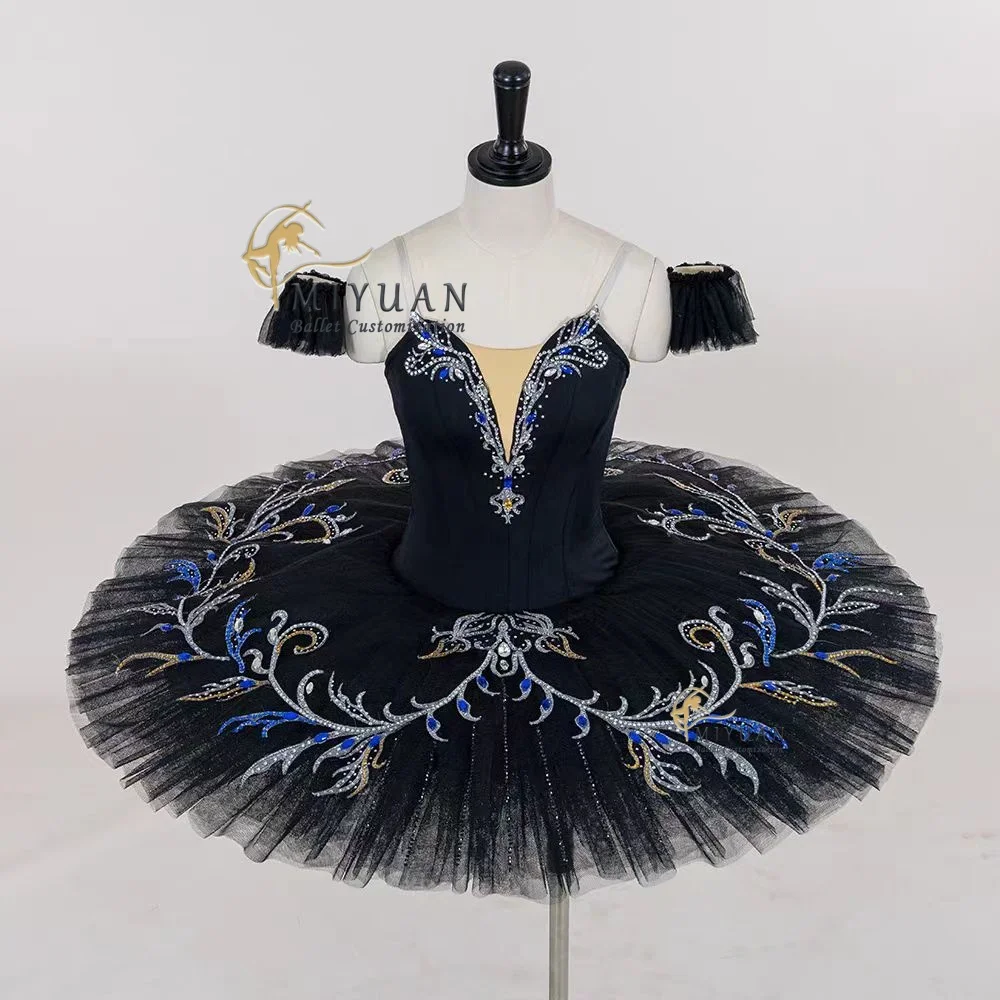 

2024 New Professional high-end custom children adult ballet competition performance tutu dress black swan variations