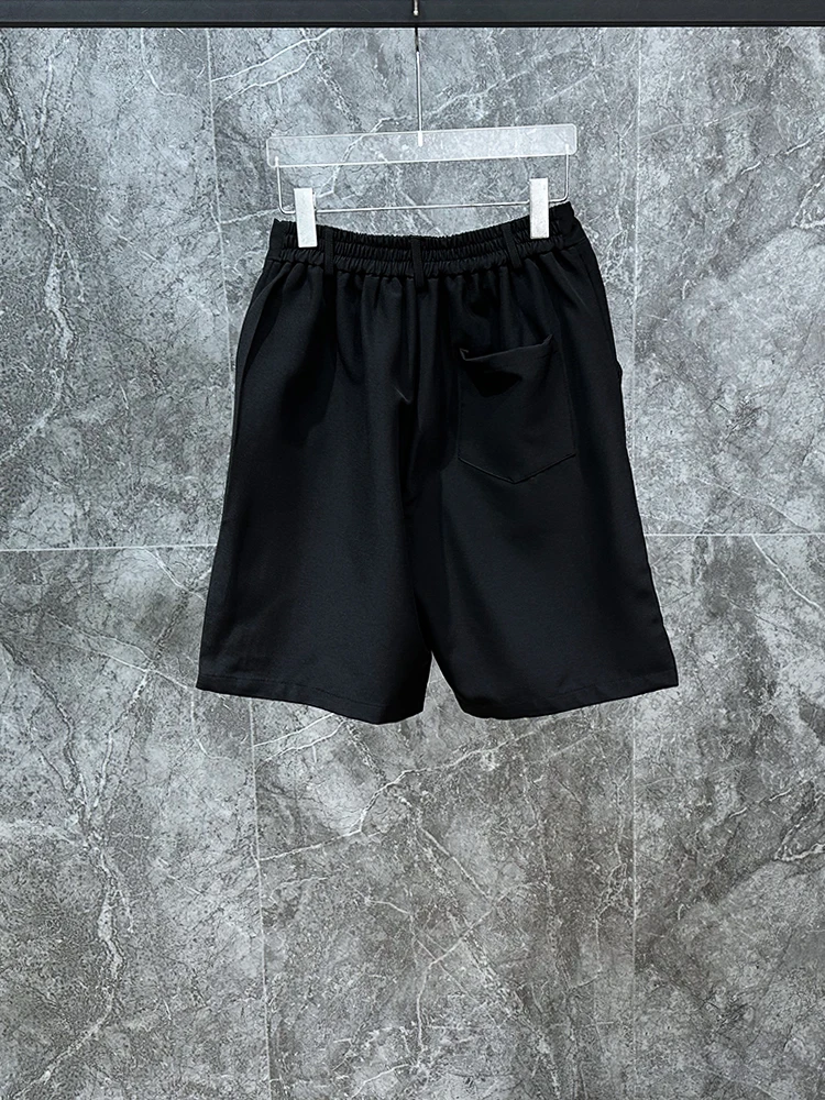 2024 Summer Fashion Short Trousers Metal Rivet Design Casual Pants Loose Personality Trendy Men's Versatile Solid Color Shorts