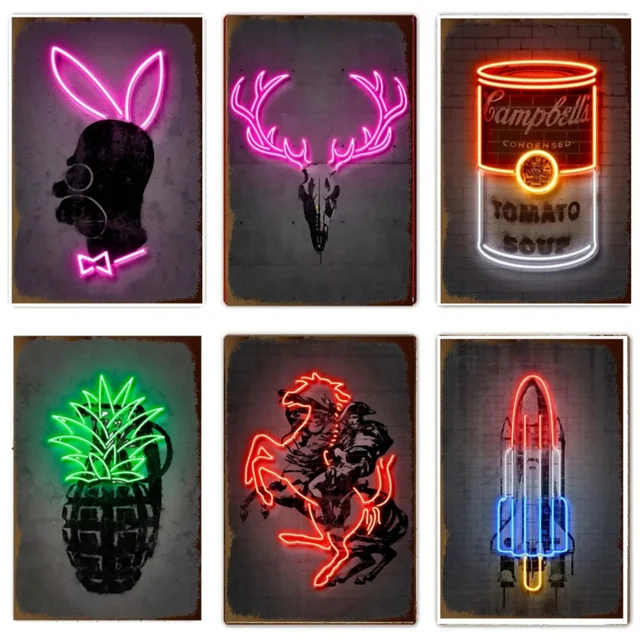 빈티지 감성을 자아내는 레트로풍 금속 주석 표지판