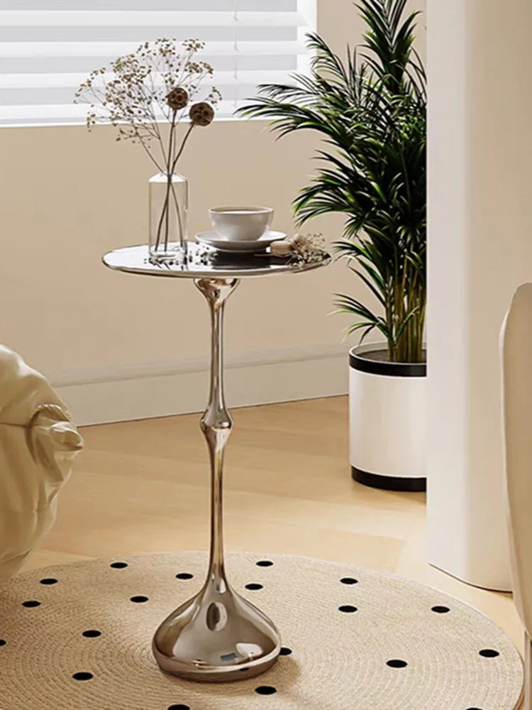 Tables basses en cristal de luxe, meubles créatifs, salon, miroir en acier inoxydable, côté canapé, circulaire, table d'angle personnalisée
