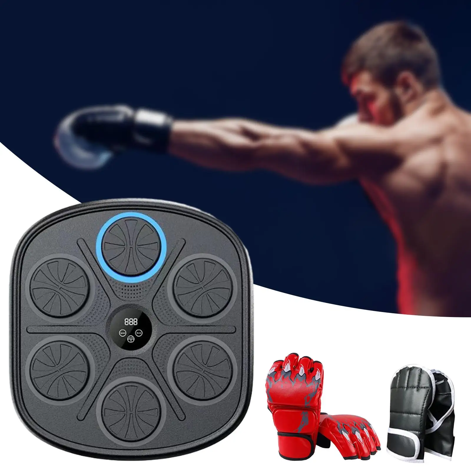 Music Boxing Machine Smart Boxing Trainer with Gloves Electronic Music Boxing Wall Target for Fitness Home Karate Sports Gym