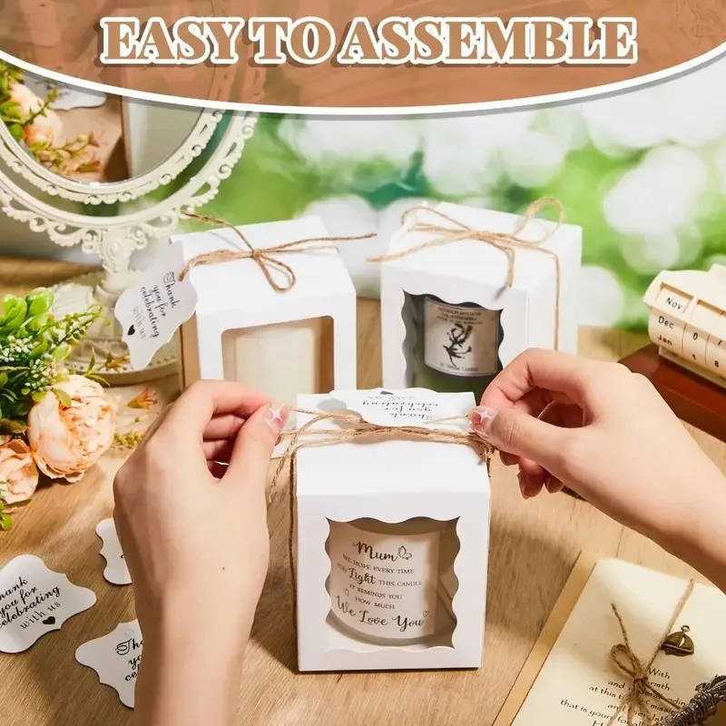 10/20pcs Candle Gift Boxes with Transparent Window, Paper Packaging with Label and Twin... - SKU CGB01058 - UGI Packaging