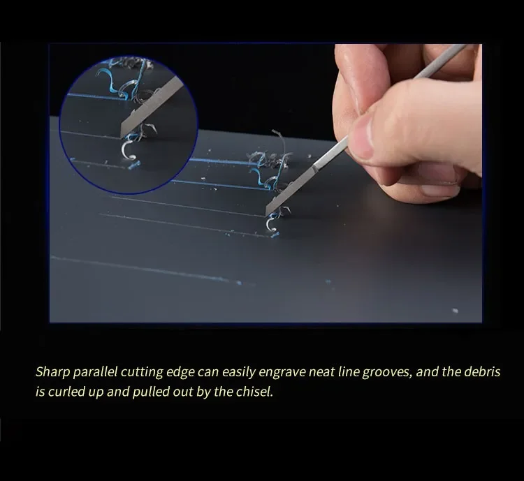 Model Tools Border Model BD0007 0.15mm-3mm Chisel Pushing Knife Craft Tools High Precision Scribing Knife Tungsten Steel Hand Grip