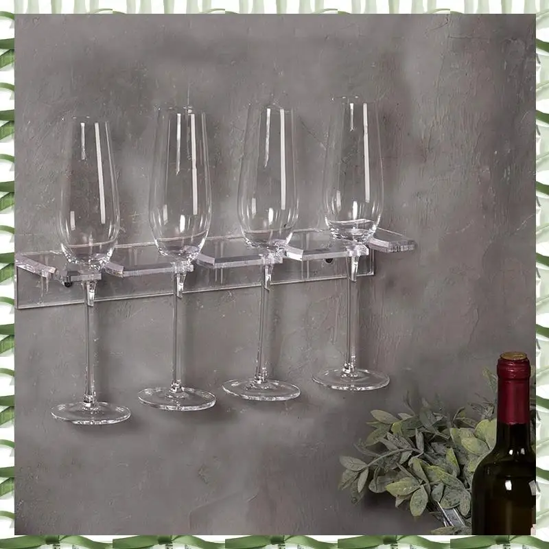 2 Piece Wine Glass Holder Wall Mounted Cup Holder Wine Glass Hanging Rack Transparent Kitchen Cupboard Bar Organizer Hanger