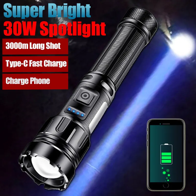 3000 Meters Long Throw LED Flashlight COB Work Light Type C