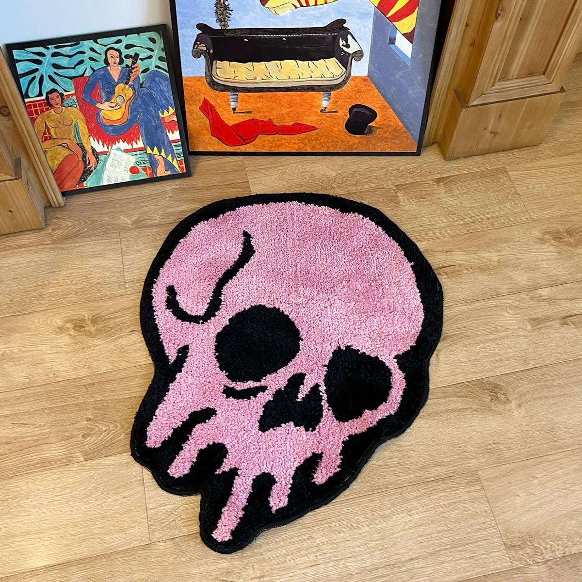 Pink Melted Skull Tufted Rug