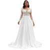 Elegant Lace Chiffon Wedding Dresses A-LINE Bridal Gowns with Exquisite Appliques for Bride 1