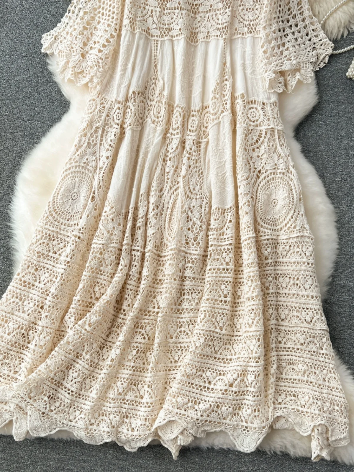 Boho Beach Style Summer Dress Women Crochet Hollow Out O-neck Short Sleeve  A-line Female Dresses Vestidos De Mujer Dropshipping - AliExpress 200000345