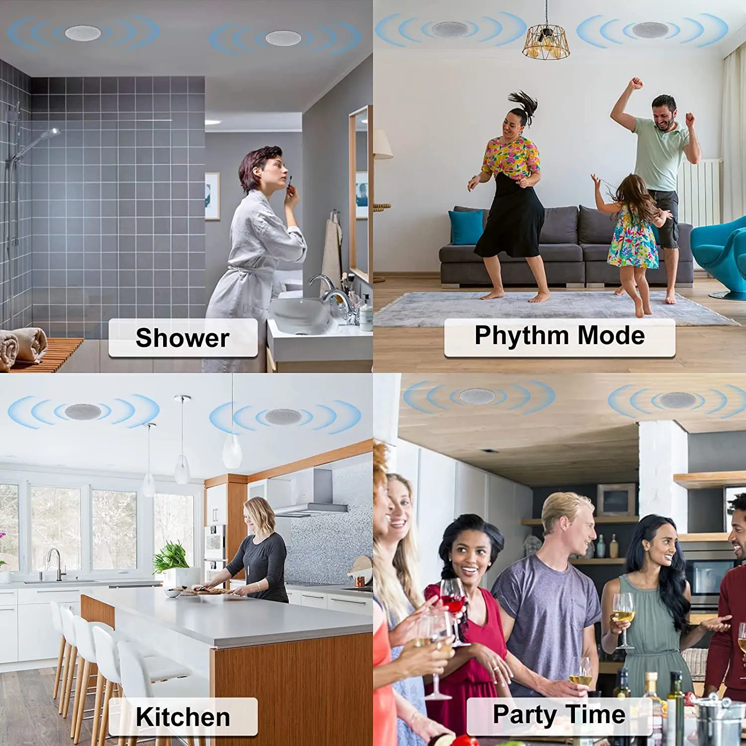 Herdio 4 Inch Ceiling Mounted Speaker Recessed Ceiling Wall Waterproof Speaker For Bathroom kitchen living Room Office 5
