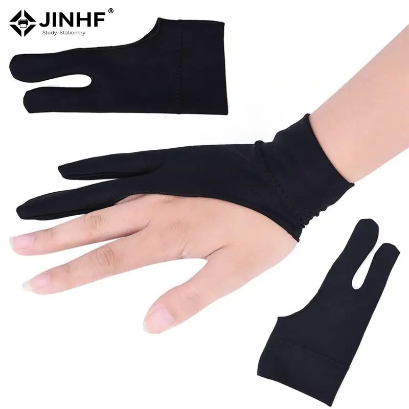Black Drawing Glove For Artist Any Graphics Drawing Tablet 2 Finger Anti-fouling Both For Right And Left Hand