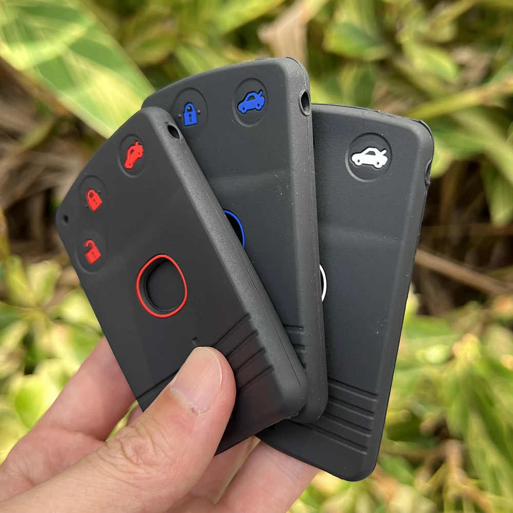 Car Key Shell Silicone Rubber Car Key Cover Case Set Protection Holder for Mazda 5 6 CX-7 CX-9 RX8 MX5 3 Button Smart Card Fob Accessories