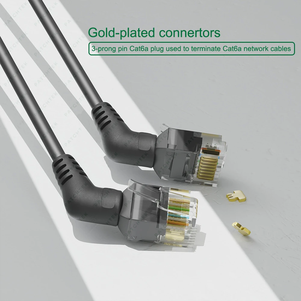 PATCHTEK Cat6A Ethernet Cable 90/360 Degree Rotation Rj45 0.15-5m Slim Patch Cord Lan10G for PC PS5/4/3 Router RJ45 Cable