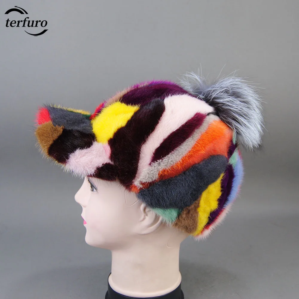 New Winter Women Natural Female Real Mink Fox Fur Hat Thick Warm Baseball Cap Warm Windproof Ladies Casual Elegant Men's Hats