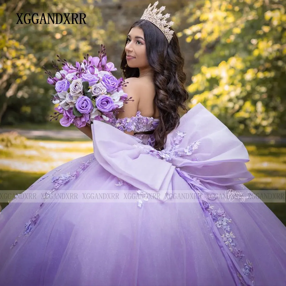 Light Purple Quinceanera Dresses Lilac Sweetheart Lace Applique Ball Princess Sweet 16 Dress Vestido De 15 A&ntilde;os