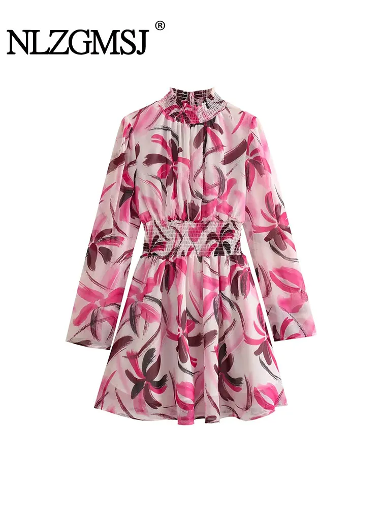 

Платье-рубашка женское осеннее с цветочным принтом и длинным рукавом