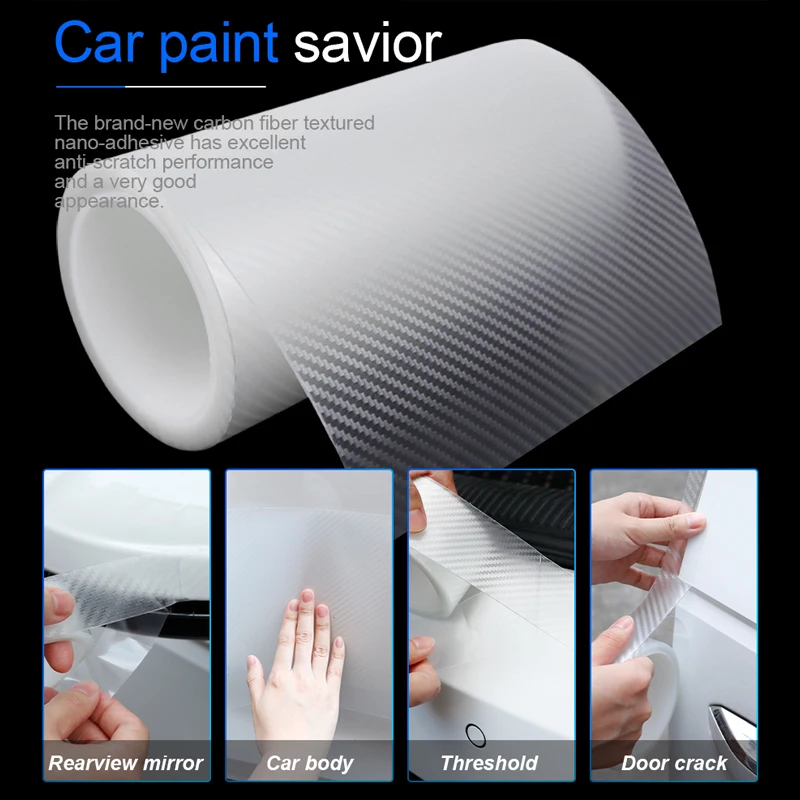 Car Threshold Protector SEAMETAL 3D Carbon Fiber Car Protective Film Door Threshold Protector Anti Scratch Stick Edge Guard Wear Resistant Waterproof