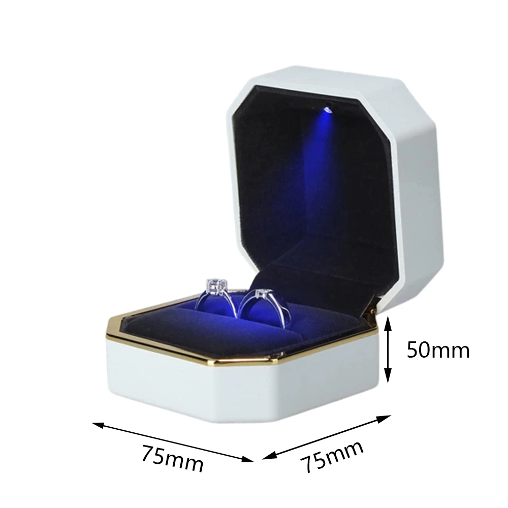 1Pc LED Jewelry Ring Box Luxury Velvet Rubber Necklace Pendant Gift Display Box With Light For Proposal Engagement Wedding Case