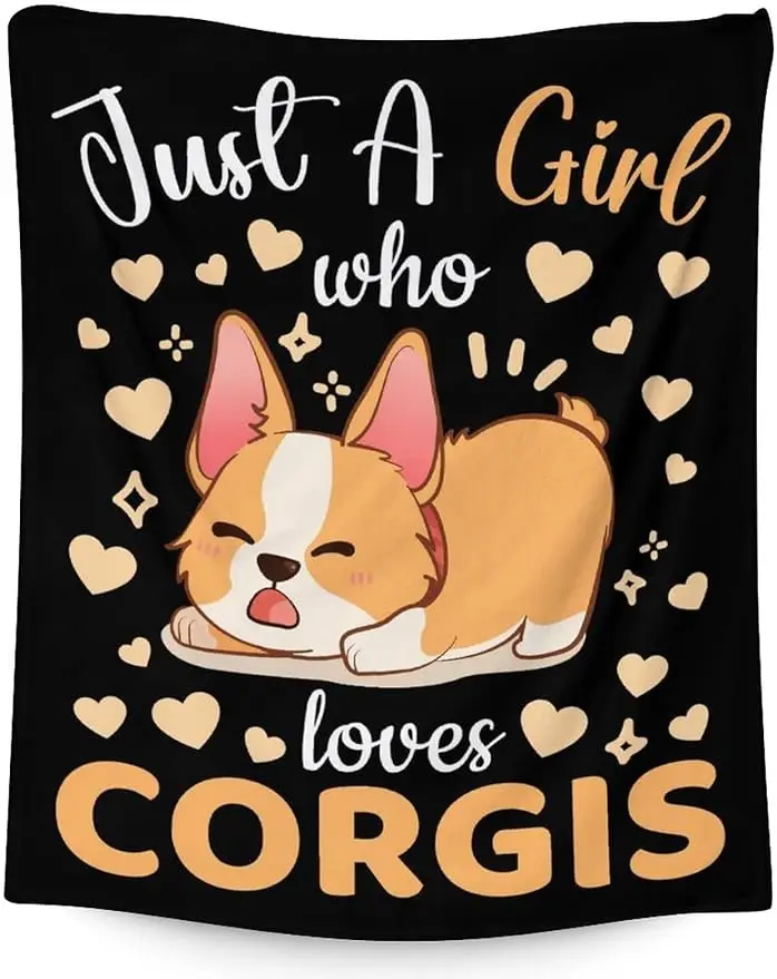 

Одеяло корги SaltaStore, милый плед для девочек, черные мягкие пушистые одеяла для кровати, дивана и гостиной, всесезонное