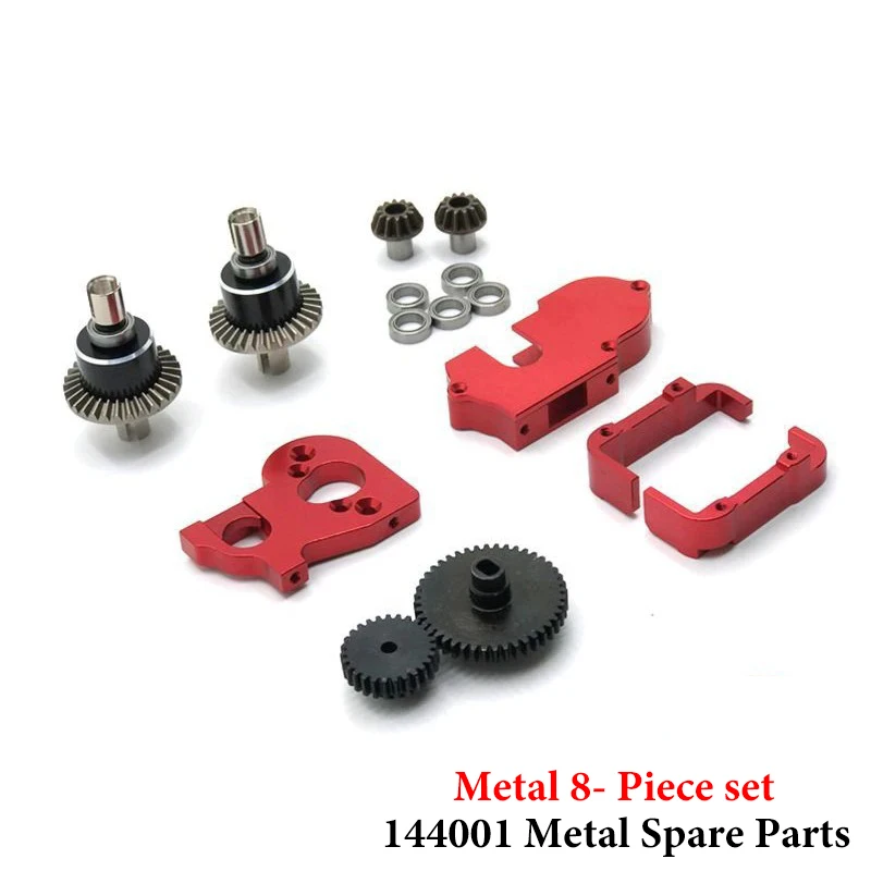 Amortisseurs et essieux du buggy RC 144001, montrant la qualité des pièces et accessoires disponibles.
