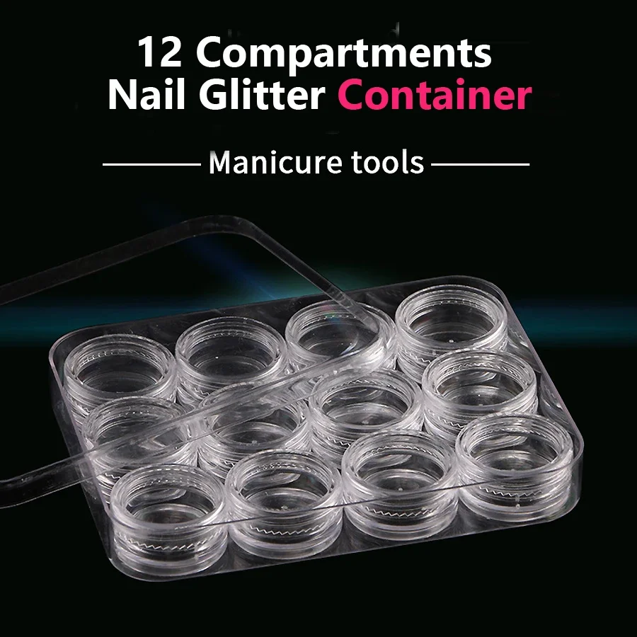 12 Compartment Organizer for Nail Art Supplies, Rhinestones, Beads, Nail Jewelry Container Box
