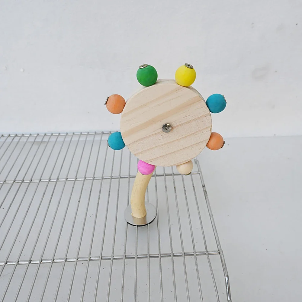 Funny Perch Toy with Rotating Balls Wood Interactive Bird Stand Colorful Parrot Foraging Toy Rotating Windmill for Lovebirds parrot toy bird toy bird perch stand