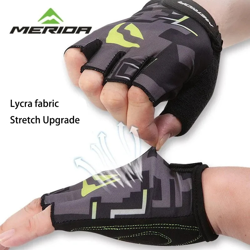 Bicycle Riding Gloves Mountain Bike Half Finger Non-slip Shock Absorption Road Bike Riding Gear Merida sport gloves